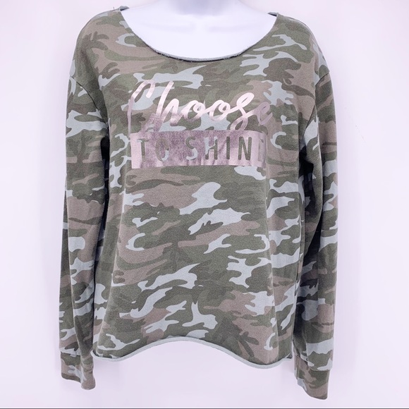 Justice Other - Justice Camo “Choose Happiness” Pullover Crewneck Sweatshirt Girls Size 14